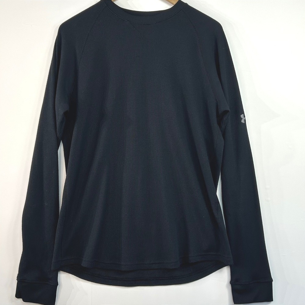 Under Armour Gorpcore Waffle Knit Thermal Medium Black Loose Fit Sporty Mens